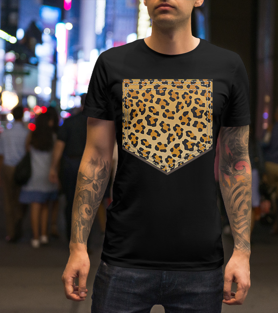 Leopard Print Pocket Cool Animal Lover Cheeta T-Shirt