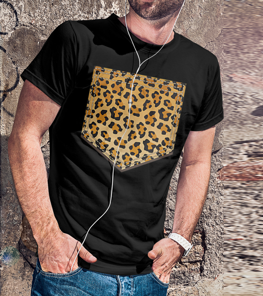 Leopard Print Pocket Cool Animal Lover Cheeta T-Shirt