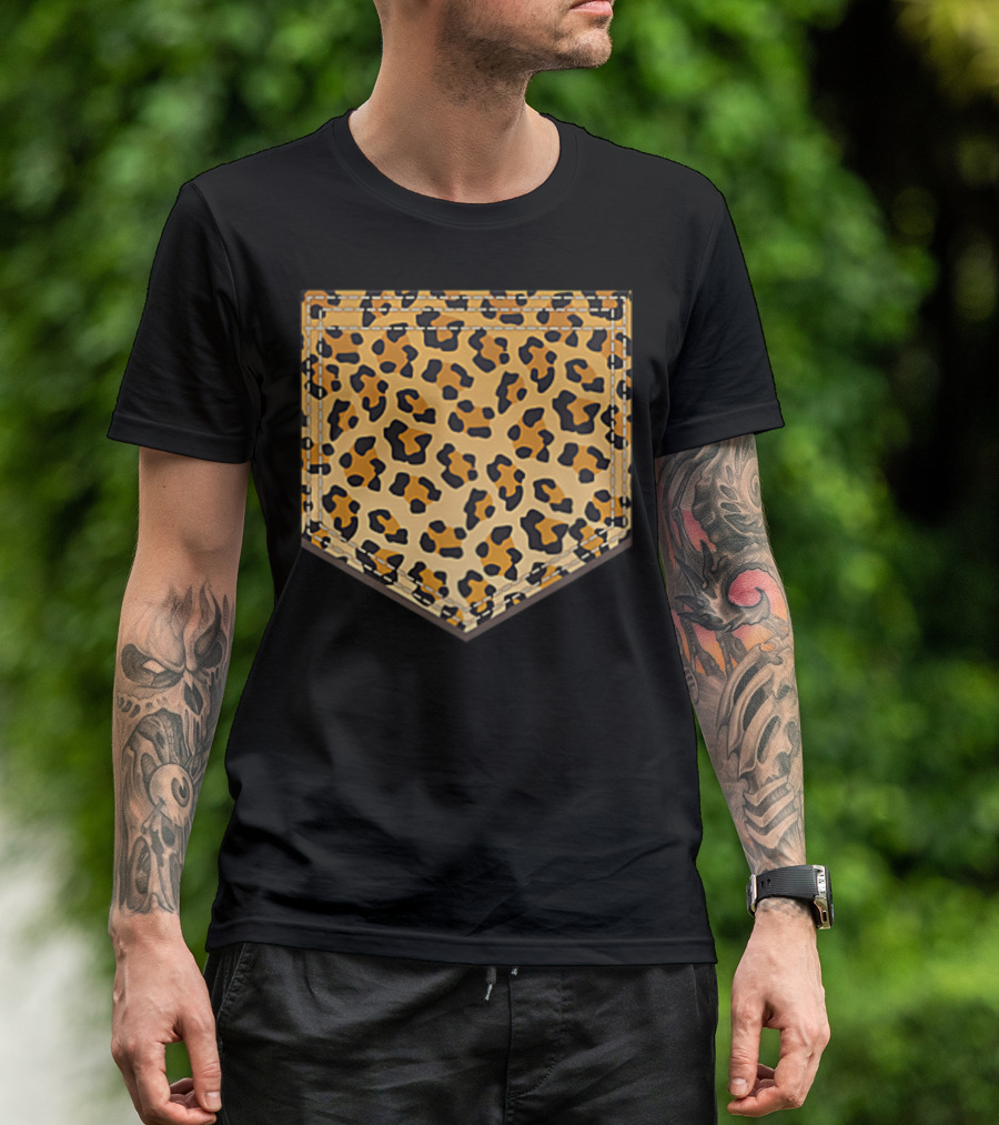 Leopard Print Pocket Cool Animal Lover Cheeta T-Shirt