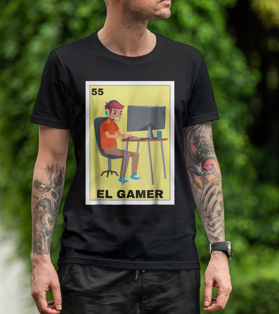 55 Loteria El Gamer Mexican Video Game Card T-Shirt