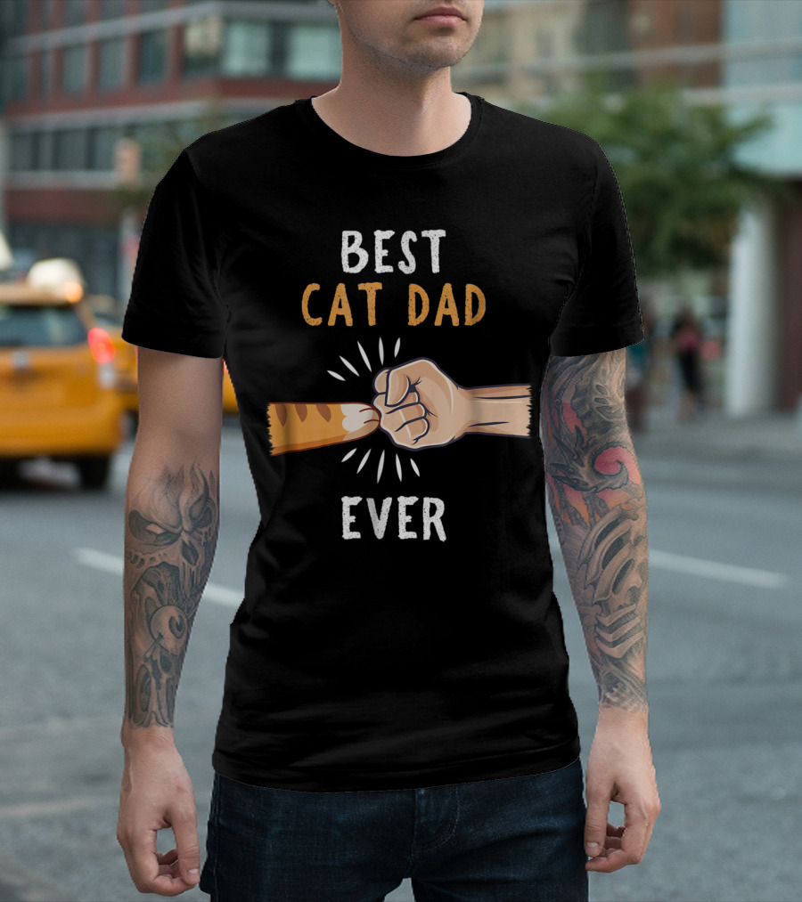 Best Cat Dad Ever Paw Fist Bump T-Shirt