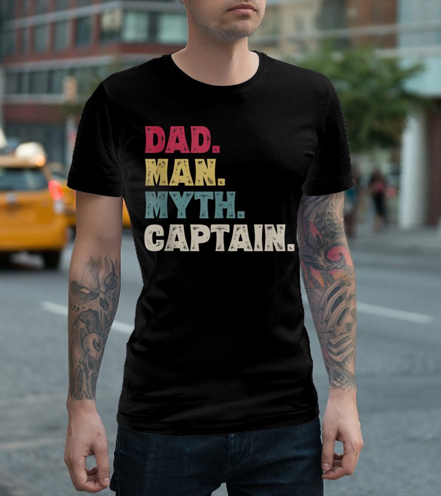 Dad Man Myth Captain Funny Father's Day Vintage T-Shirt