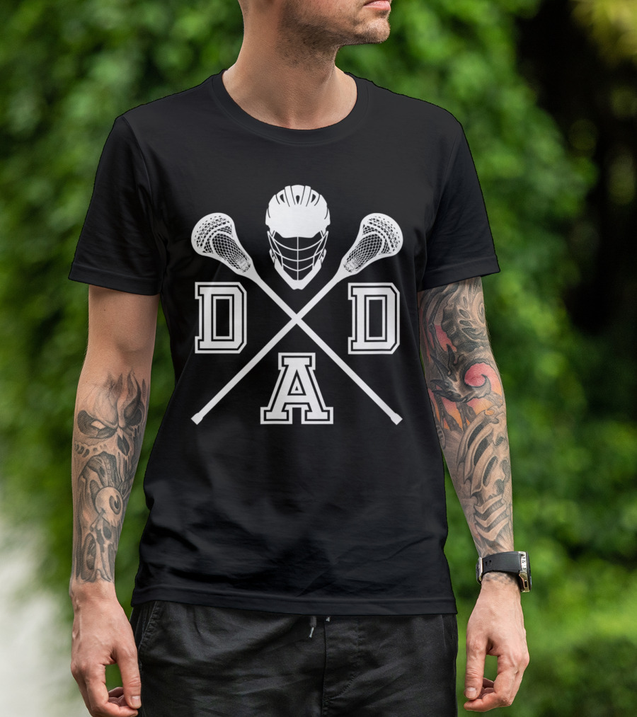 Lacrosse DAD Father's Day LAX Helmet And Sticks T-Shirt