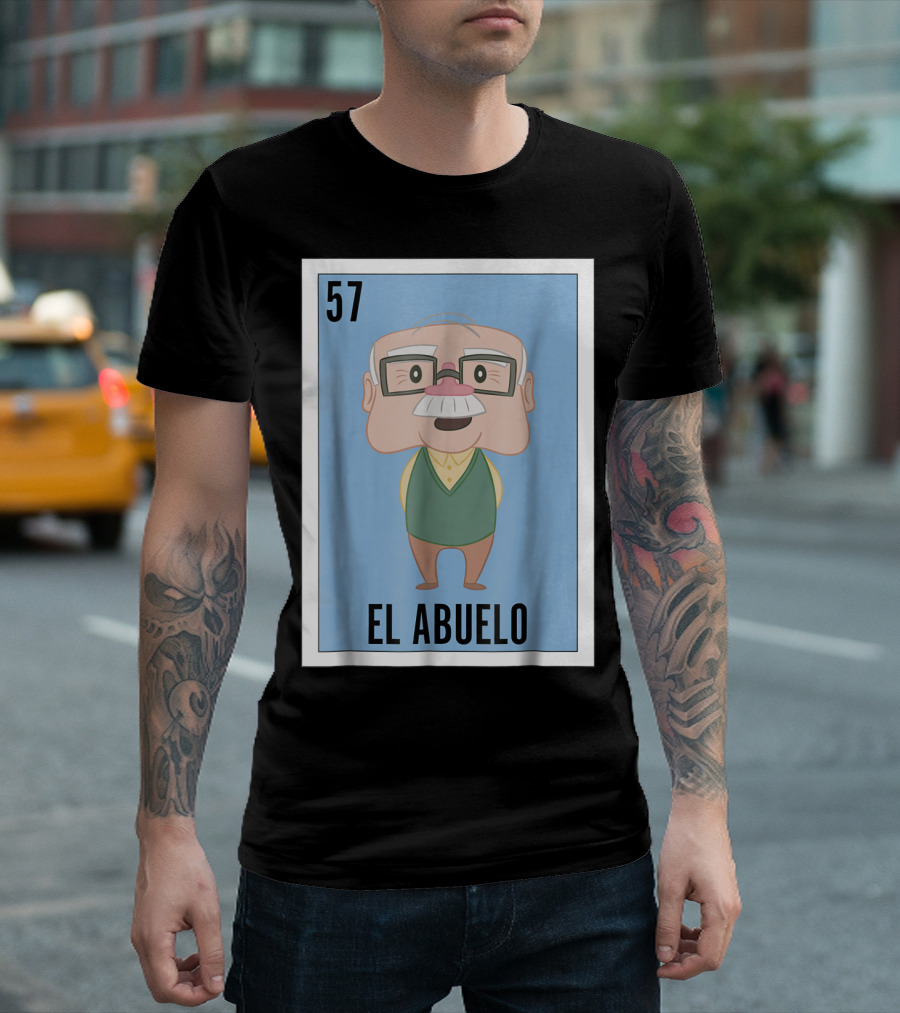 Mens Mexican Loteria El Abuelo 57 T-Shirt