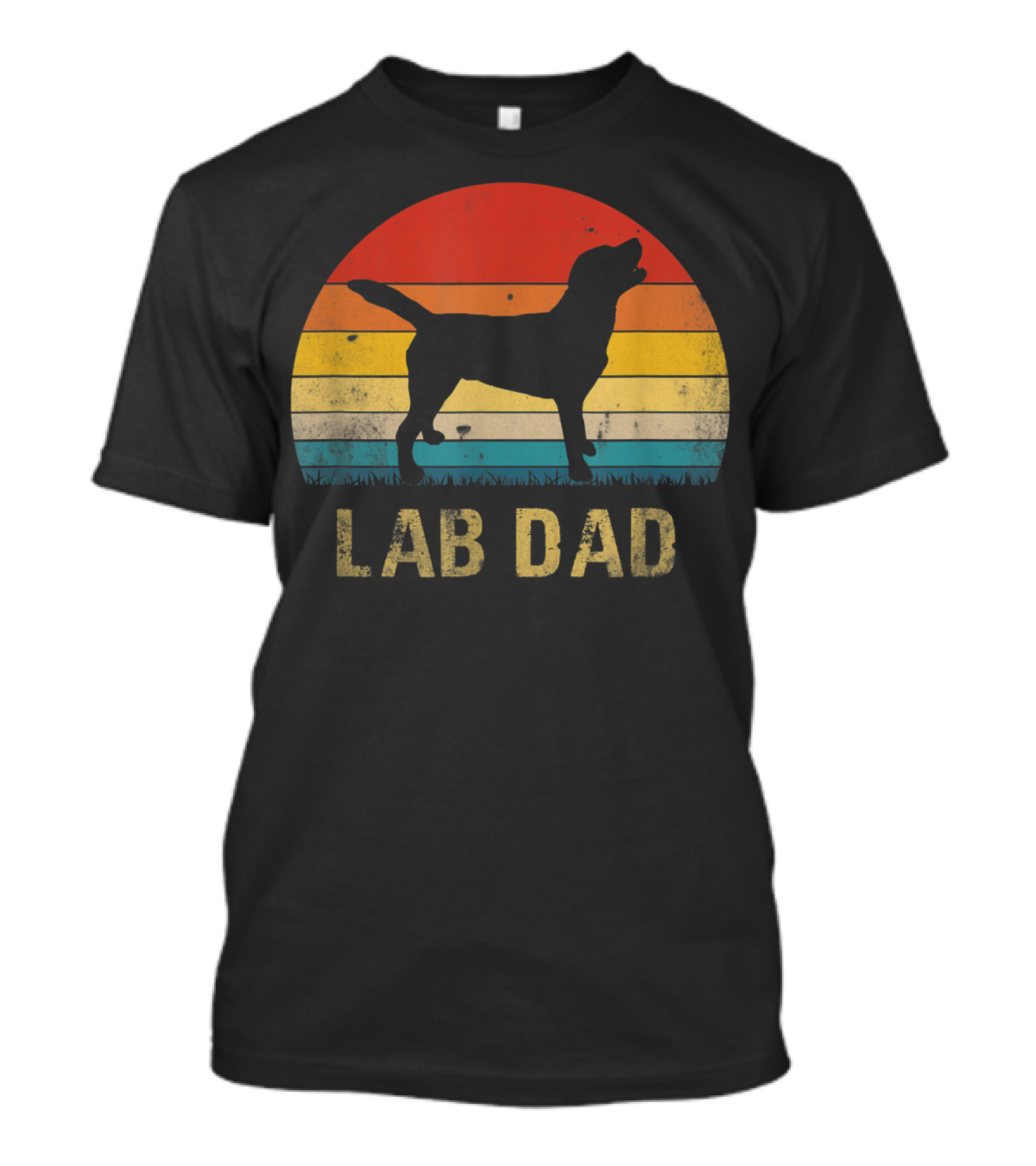 Vintage Lab Dad Funny Labrador Retriever Dog Silhouette Retro Sunset T-Shirt