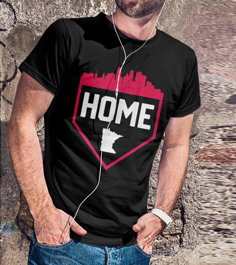 Minneapolis Minnesota Home Plate Baseball Skyline T-Shirt