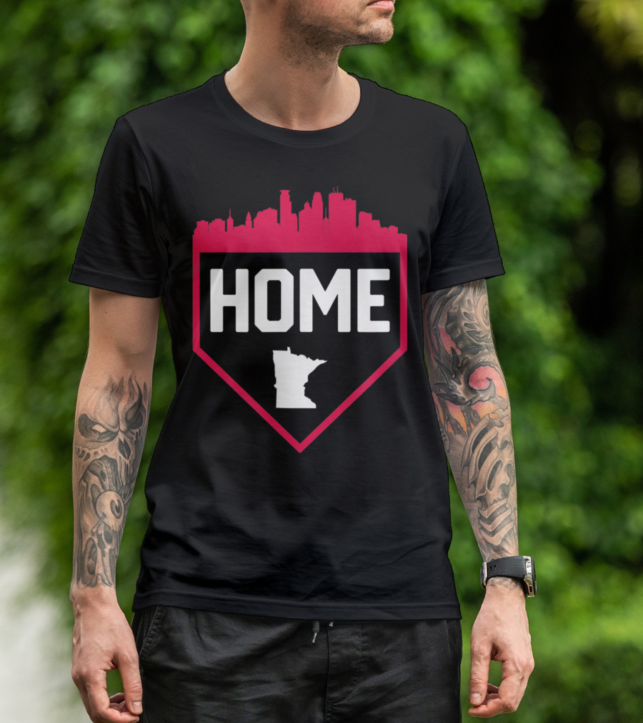 Minneapolis Minnesota Home Plate Baseball Skyline T-Shirt