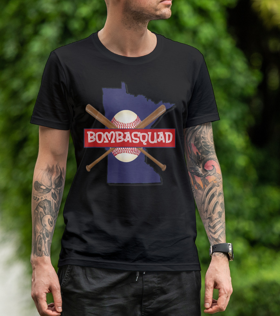 Bombasquad Minnesota Baseball Crossed Bats And Ball T-Shirt