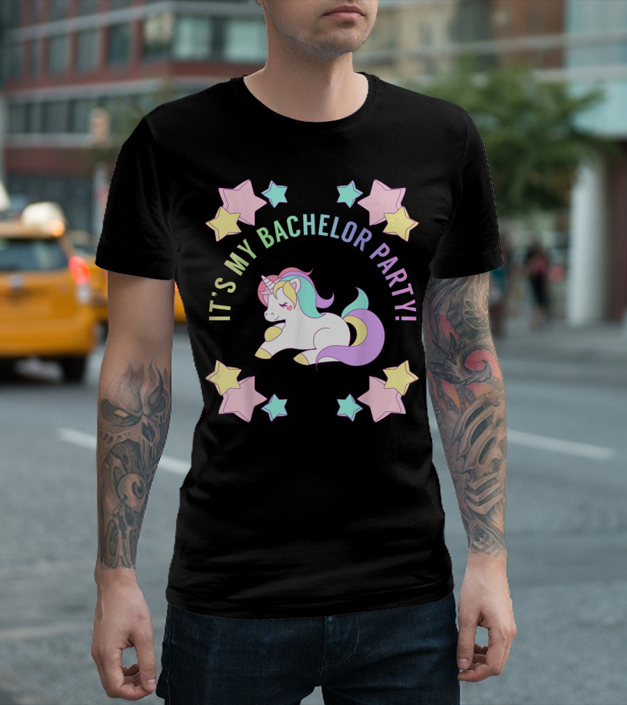IT'S MY BACHELOR PARTY Unicorn and Stars T-Shirt