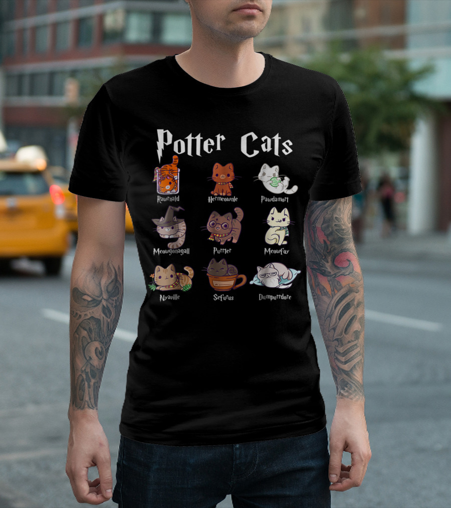Potter Cats Pawter Kitten Purrfect Meowgonagall Hermiaownle Dumblepurr Pawdamort T-Shirt