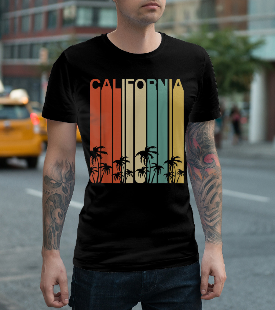 California Retro Surf Vintage 80s Beach Palms T-Shirt