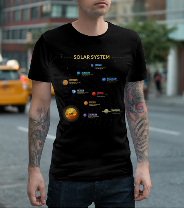 Solar System Sun Mercury Venus Earth Mars Jupiter Saturn Uranus Neptune Pluto T-Shirt