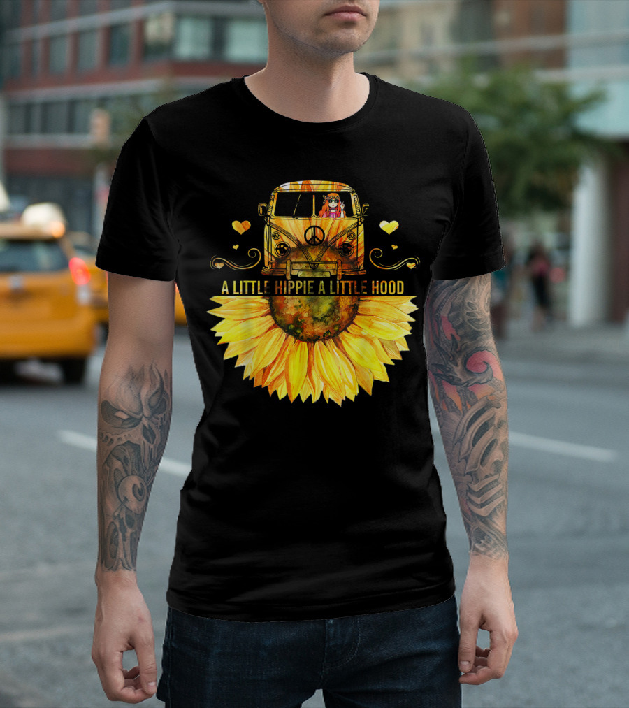 A Little Hippie A Little Hood Sunflower Bus Retro Vibes T-Shirt