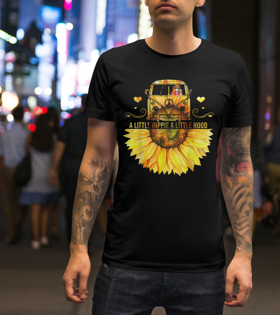 A Little Hippie A Little Hood Sunflower Bus Retro Vibes T-Shirt