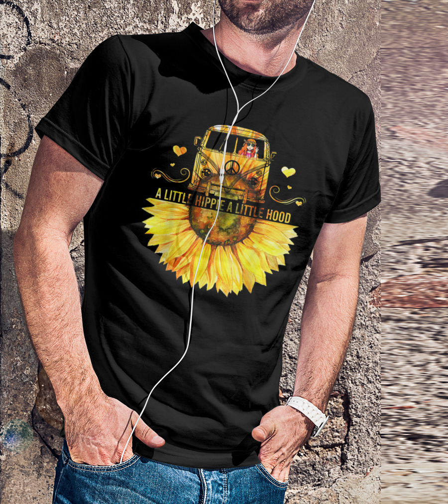 A Little Hippie A Little Hood Sunflower Bus Retro Vibes T-Shirt