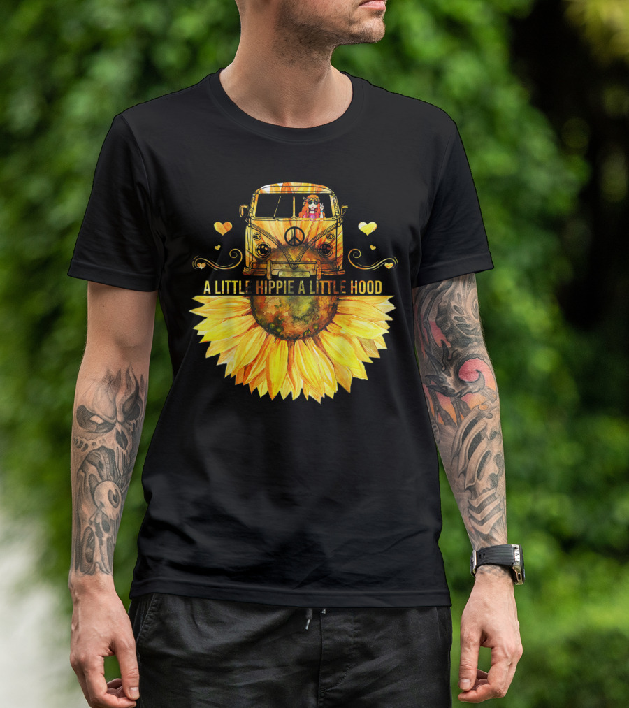 A Little Hippie A Little Hood Sunflower Bus Retro Vibes T-Shirt