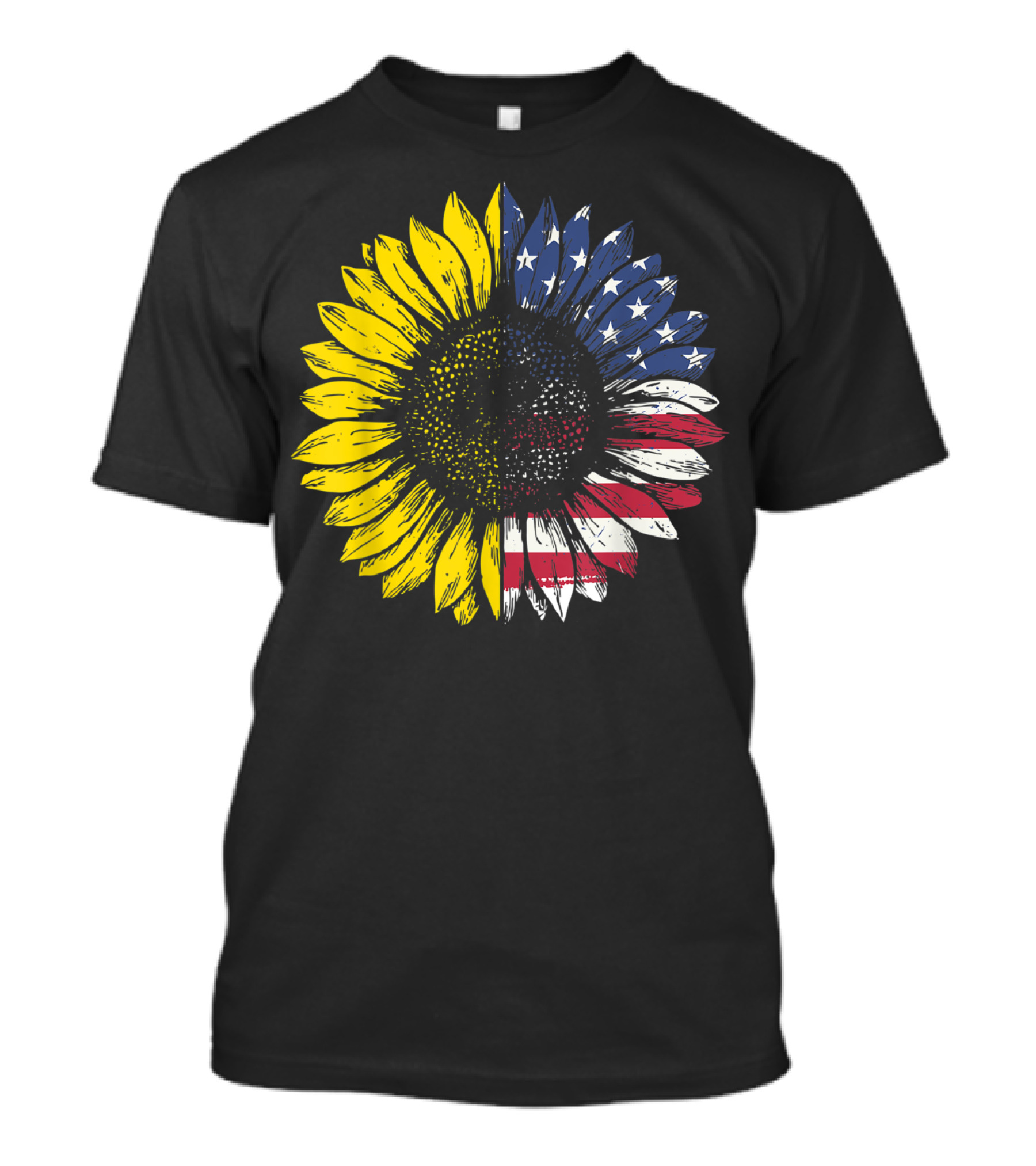 Sunflower American Flag Patriotic 4th Of July USA T-Shirt