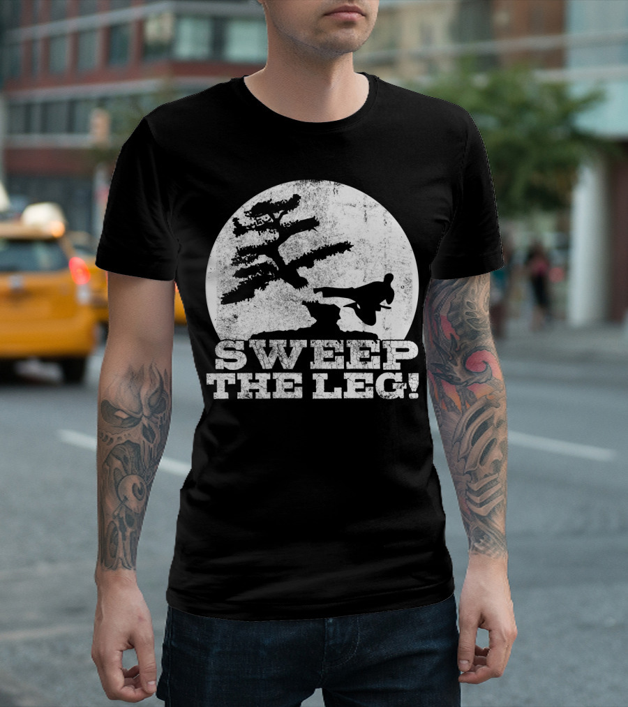 Sweep The Leg Karate Silhouette Bonsai Moon T-Shirt