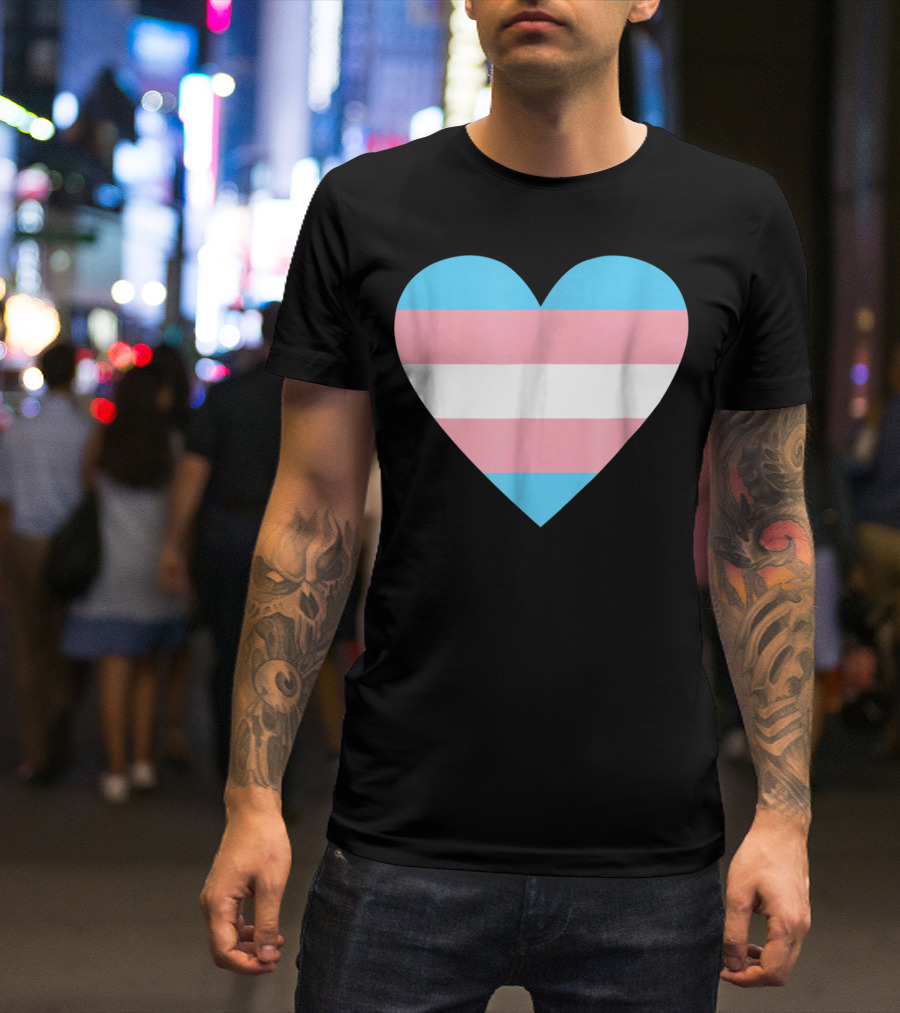 Transgender Flag Heart For Pride T-Shirt