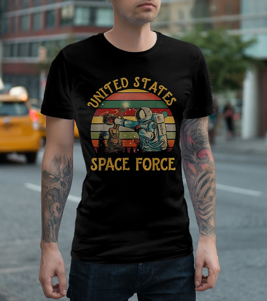 United States Space Force Astronaut Punching Vintage Retro Suns T-Shirt