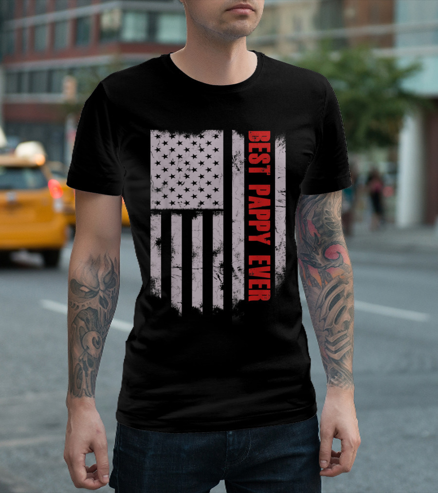 Best Pappy Ever Vintage American Flag T-Shirt