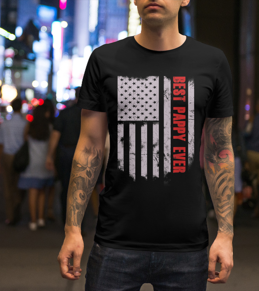 Best Pappy Ever Vintage American Flag T-Shirt