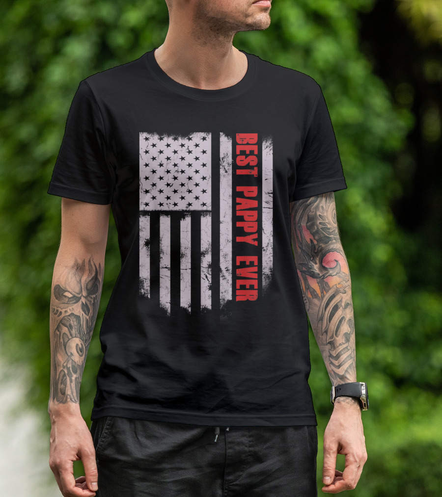 Best Pappy Ever Vintage American Flag T-Shirt