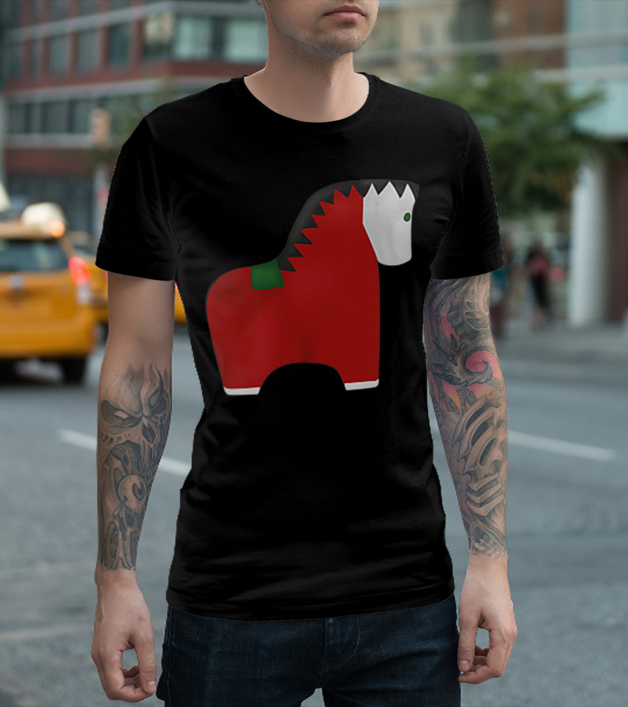 A Special Comic Horse Red Figurine With Black And White Mane T-Shirt