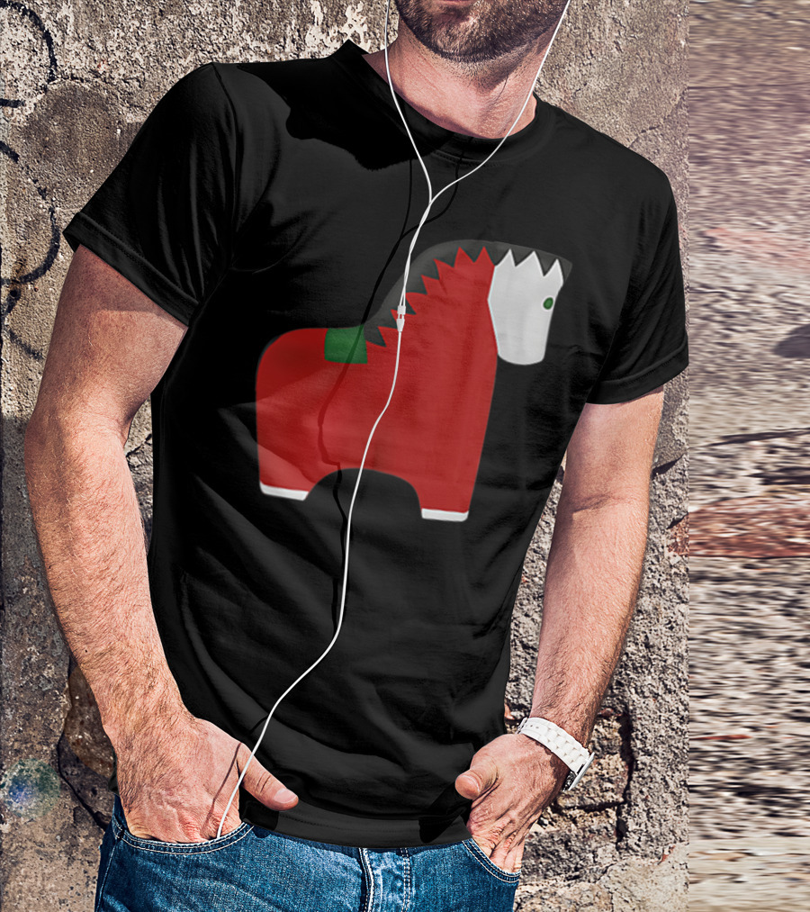A Special Comic Horse Red Figurine With Black And White Mane T-Shirt