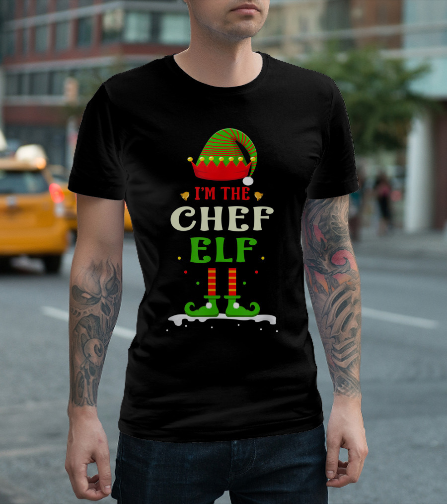 I'm The Chef Elf Christmas Hat And Striped Shoes T-Shirt