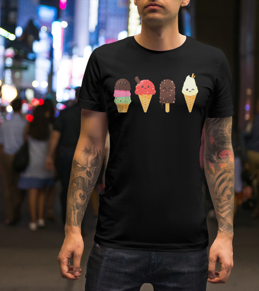 Ice Cream Lover For Summer Kawaii Cone Collection T-Shirt