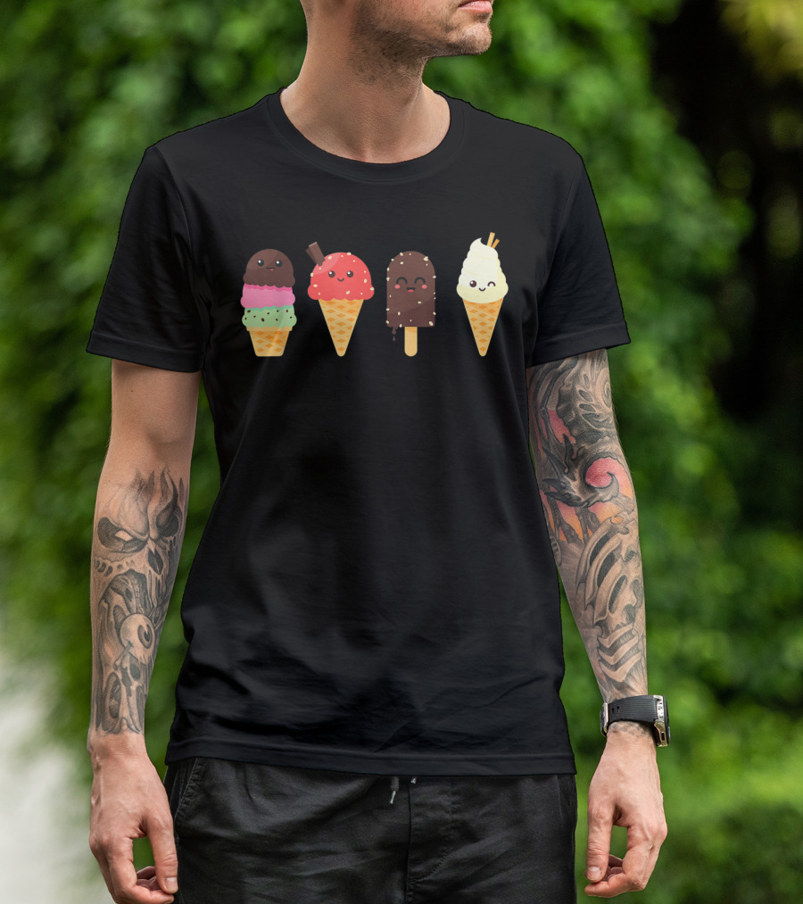 Ice Cream Lover For Summer Kawaii Cone Collection T-Shirt