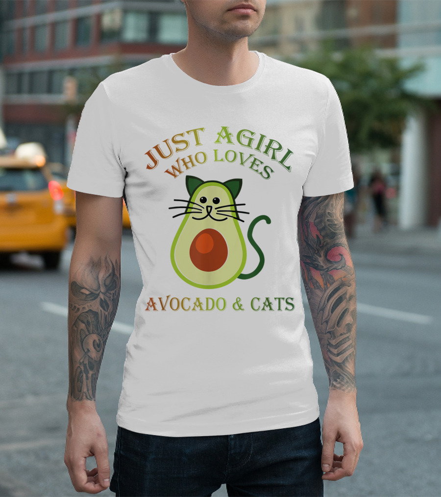 Just A Girl Who Loves Avocado and Cats T-Shirt
