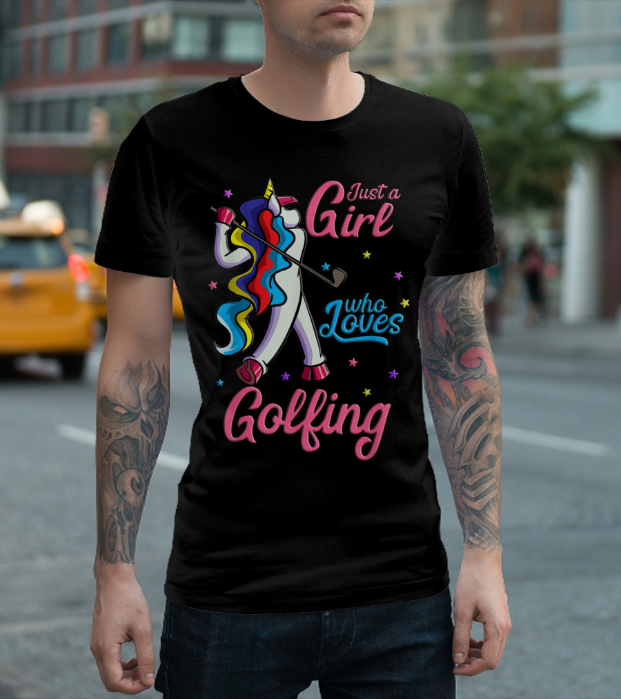 Just A Girl Who Loves Golfing Unicorn T-Shirt