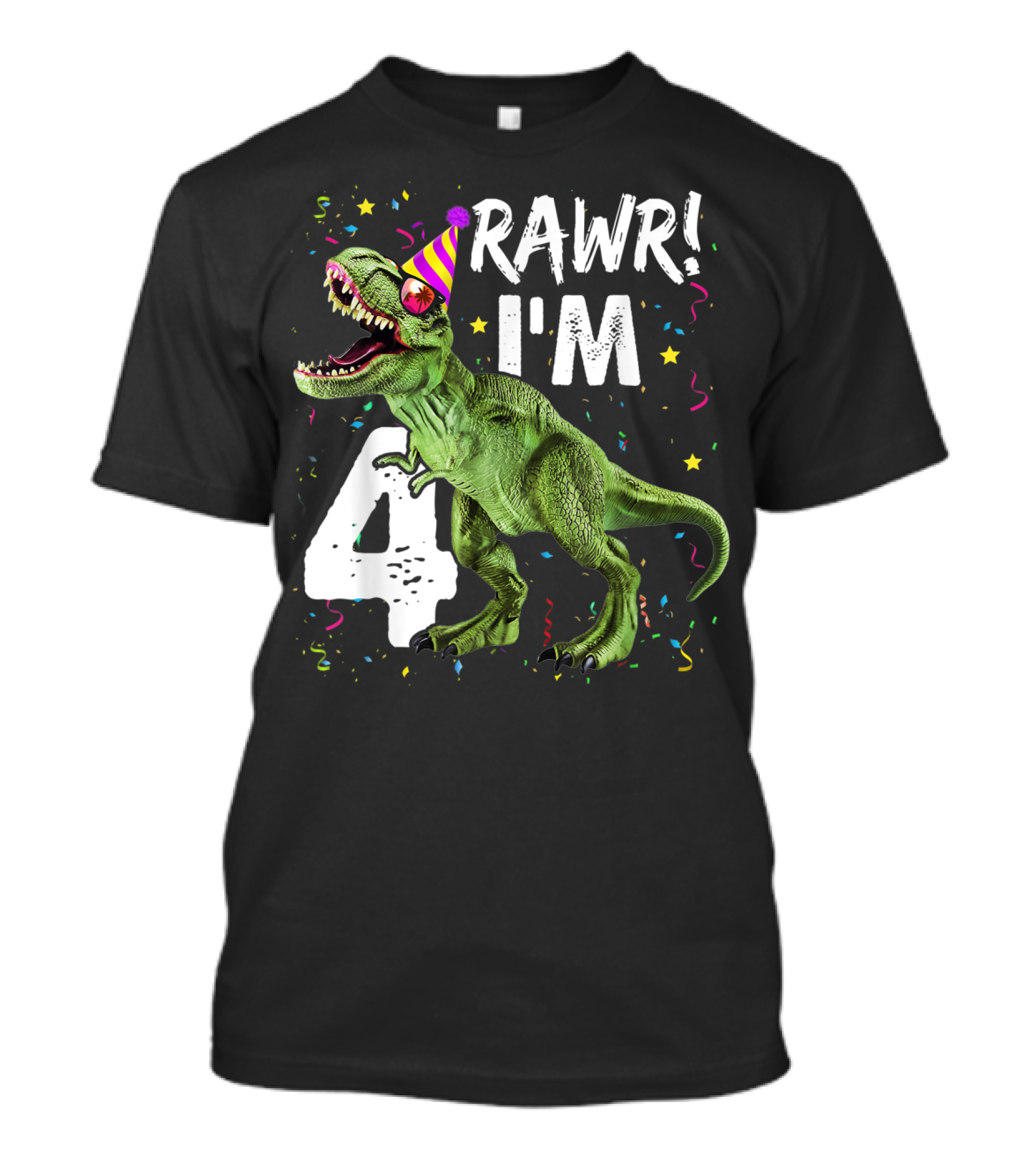 RAWR I'm 4 Dinosaur Birthday Party Hat T-Shirt