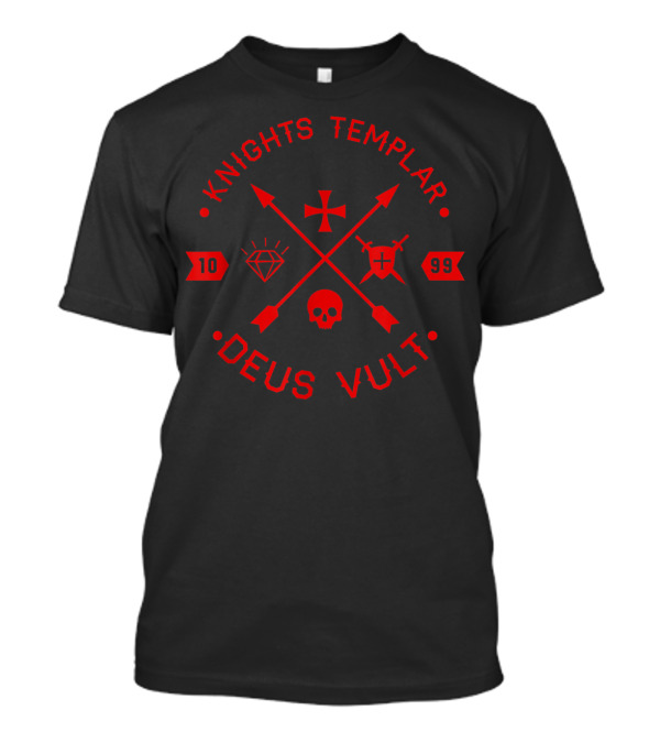 Knights Templar Deus Vult 1099 Cross Skull Diamond Shield T-Shirt