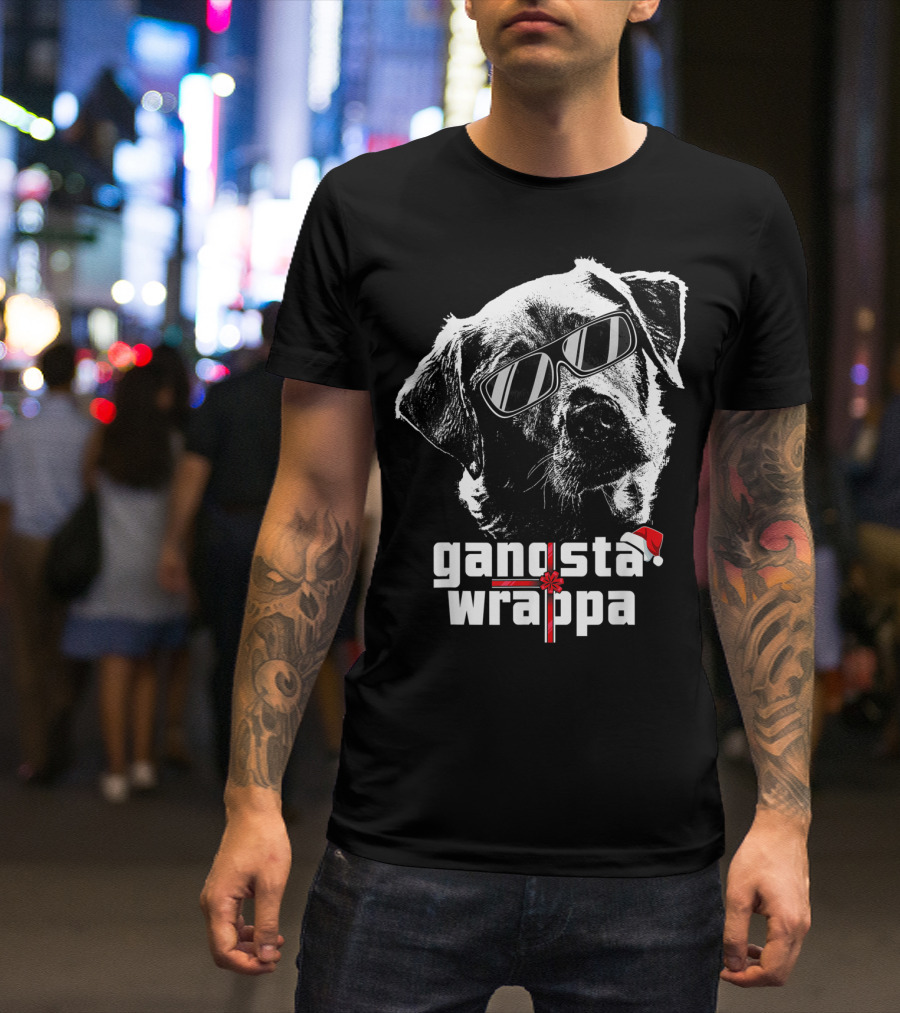 Gangsta Wrappa Labrador Retriever With Sunglasses And Santa Hat T-Shirt