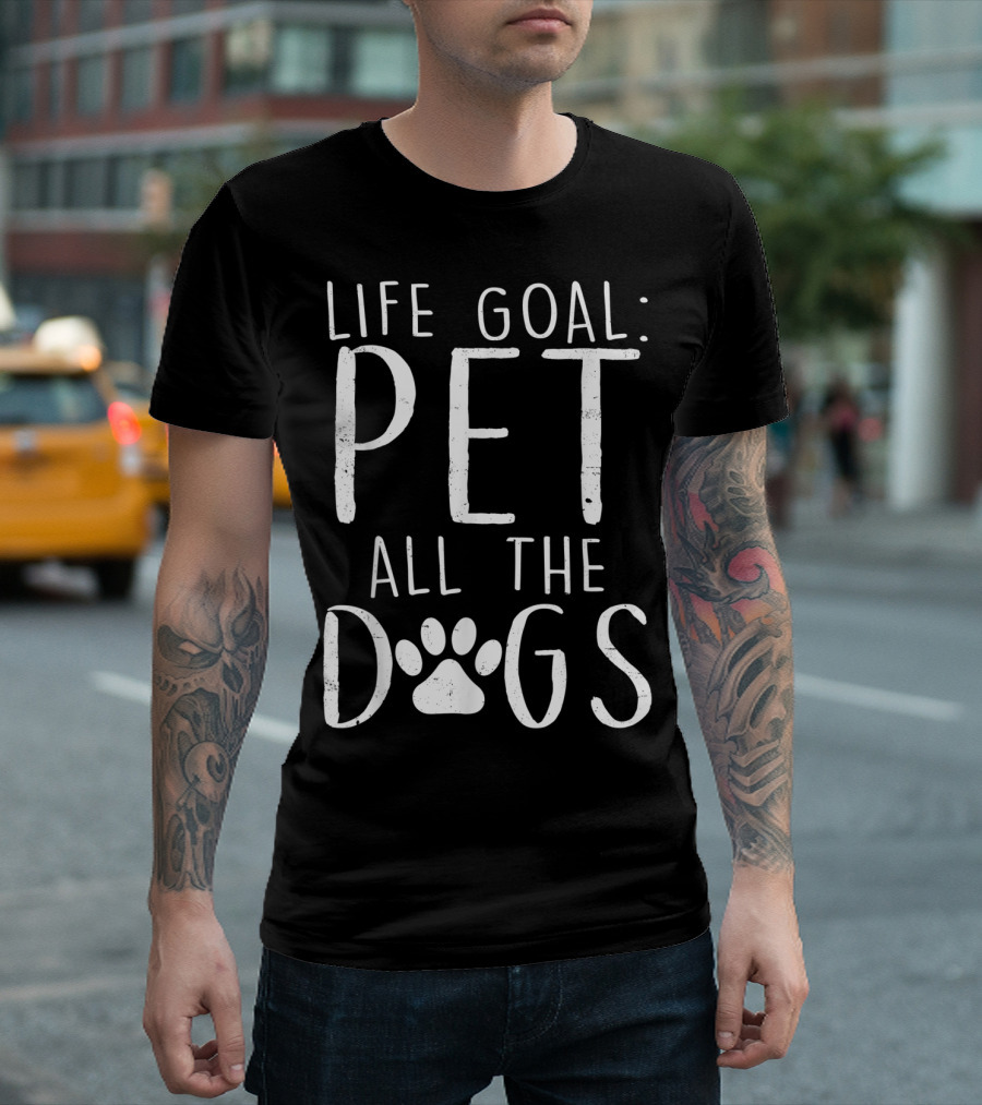 Life Goal Pet All The Dogs Paw Prints T-Shirt