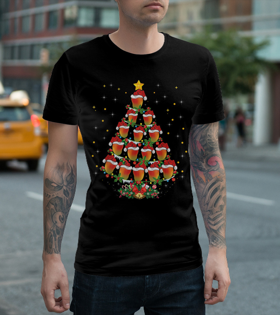 Mango Lover Xmas Mango Christmas Tree Santa Hat Holiday Star T-Shirt