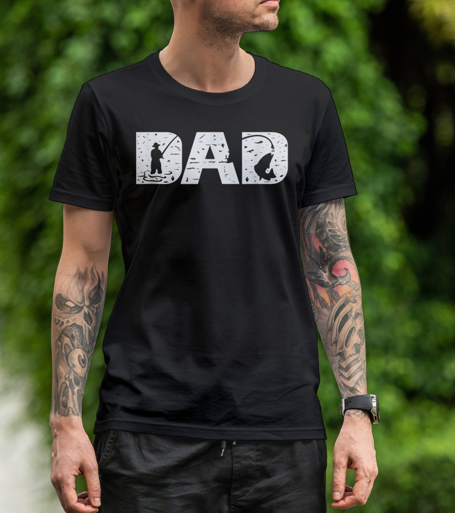 Dad Fishing Silhouette Great Father's Day T-Shirt