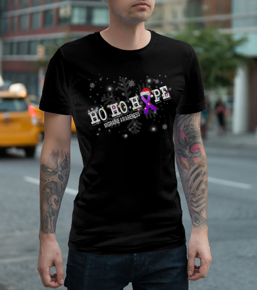 HO HO HOPE Migraine Awareness Christmas Snowflakes T-Shirt