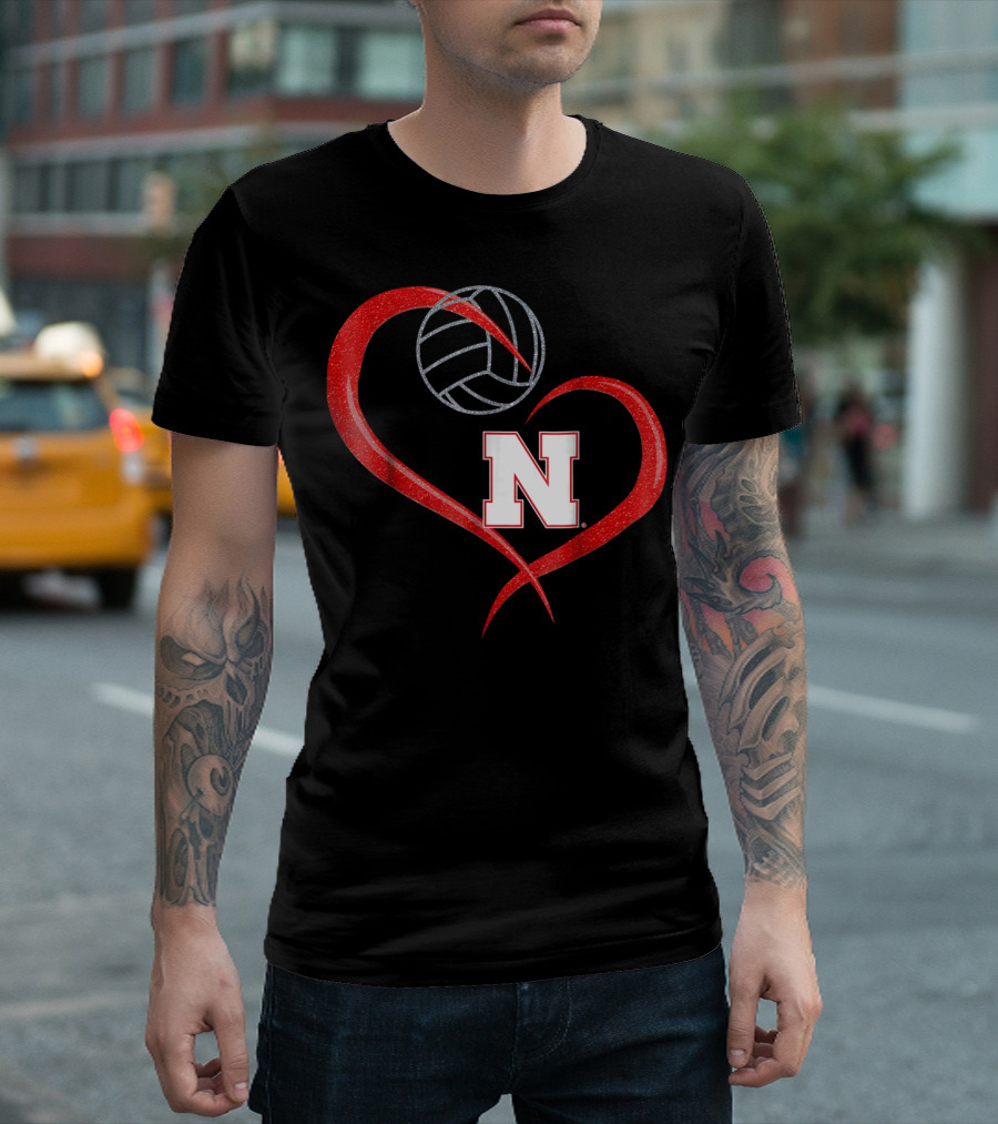 Nebraska Cornhuskers Volleyball Heart N T-Shirt