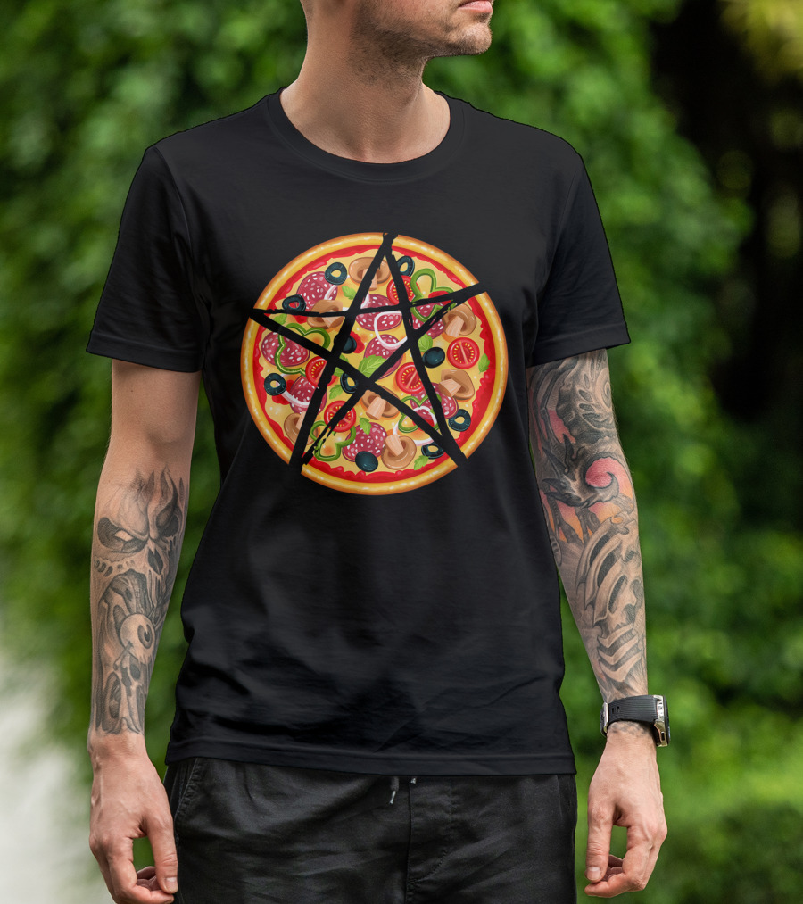 Occult Devil Pentagram Pizza Satanic T-Shirt