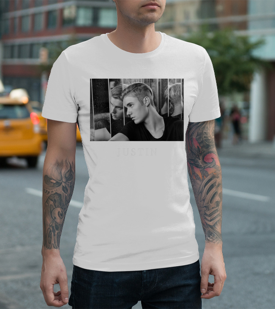 Justin Bieber Reflection Mirror Photography T-Shirt
