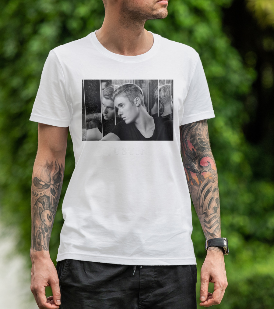 Justin Bieber Reflection Mirror Photography T-Shirt