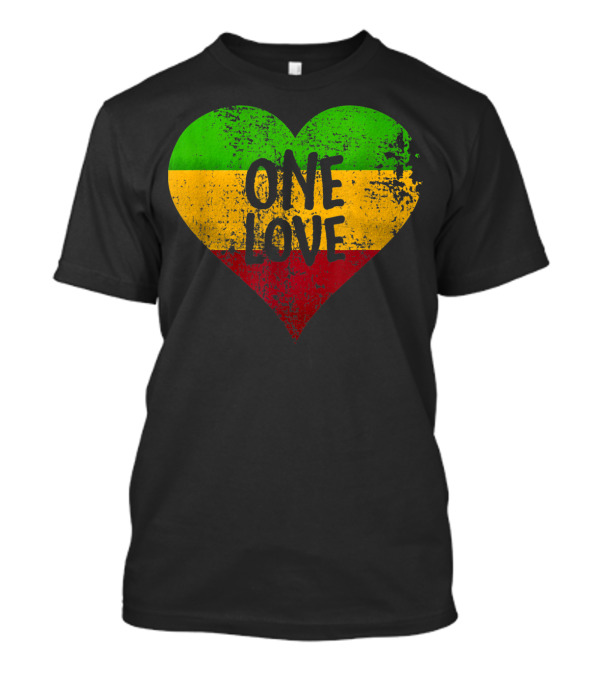 One Love Heart Rastafari Colors Jamaica T-Shirt