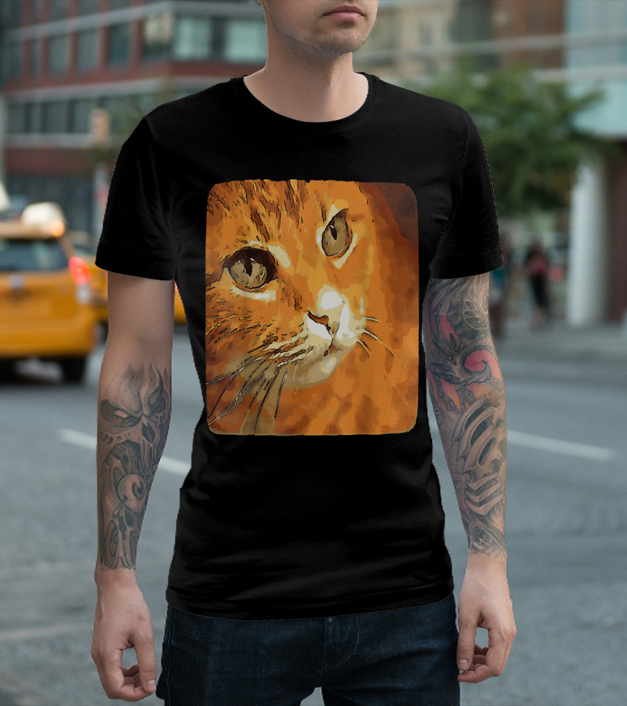 Orange Tabby Cat Face T-Shirt