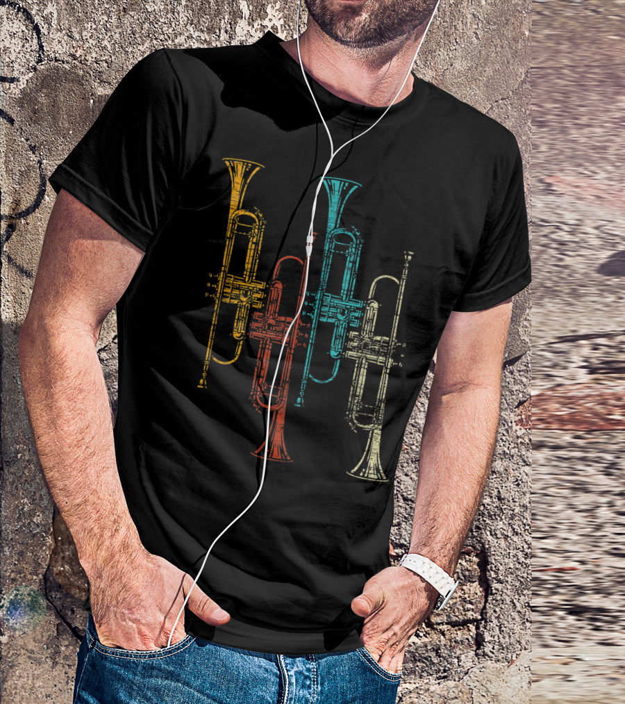 Retro Colorful Trumpet Quartet T-Shirt
