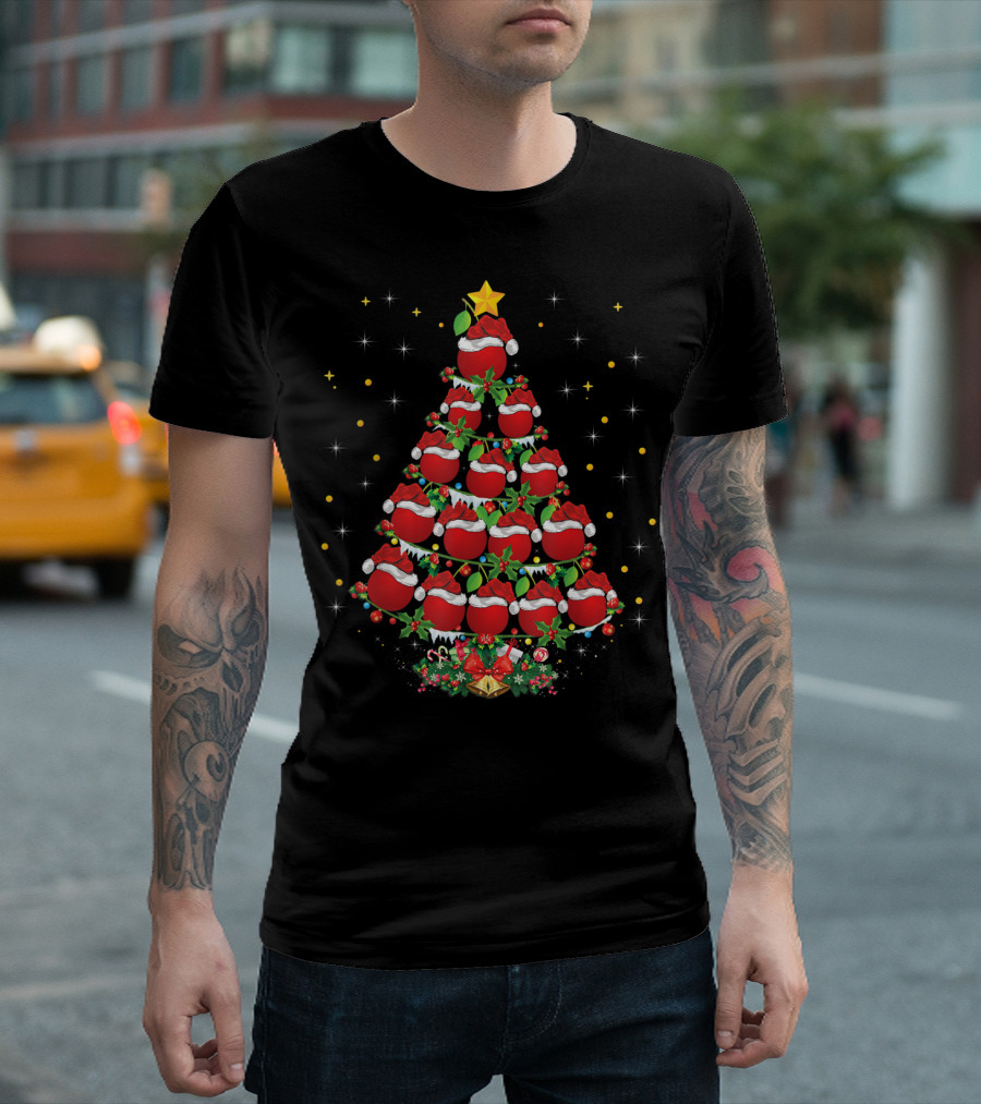 Santa Hat Cherries Lover Xmas Cherry Tree T-Shirt