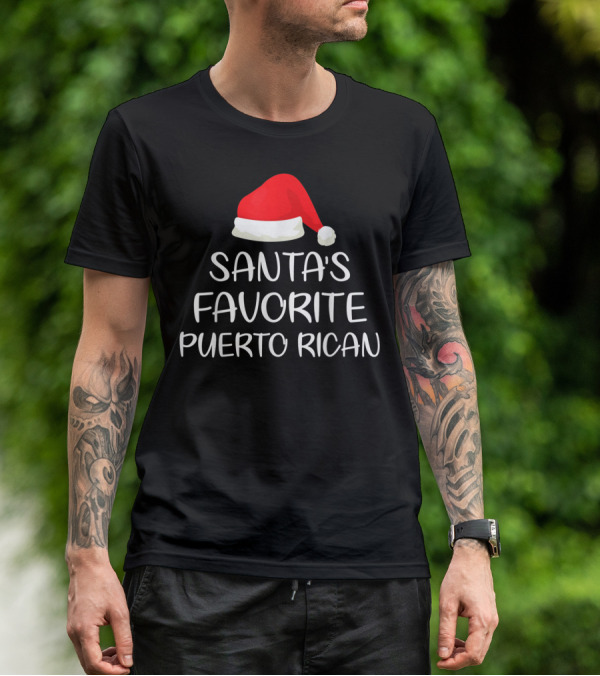 Santa's Favorite Puerto Rican Santa Hat T-Shirt